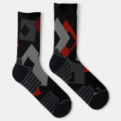 Chaussette Géométrique rouge noir et gris (Droite)