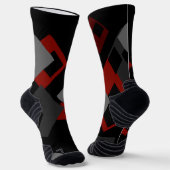Chaussette Géométrique rouge noir et gris (Angulaire)