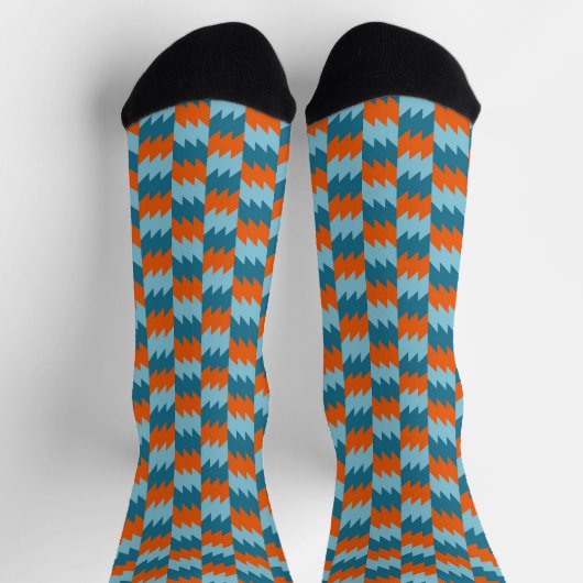 Chaussette géométrique turquoise et orange (Haut)