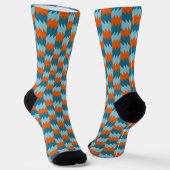 Chaussette géométrique turquoise et orange (Angulaire)
