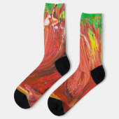 Chaussette Geste Vertical Abstrait en Rouge (Gauche)