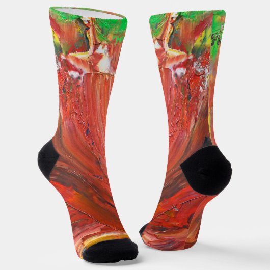 Chaussette Geste Vertical Abstrait en Rouge (Angulaire)