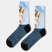 Chaussette Girafe souriante et oiseau (Gauche)