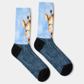 Chaussette Girafe souriante et oiseau (Droite)