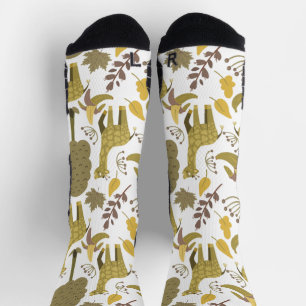 Chaussette Giraffe motif jaune blanc arrière - plan W