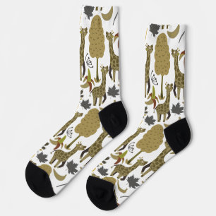 Chaussette Giraffe sans couture motif jaune blanc haut wrappi