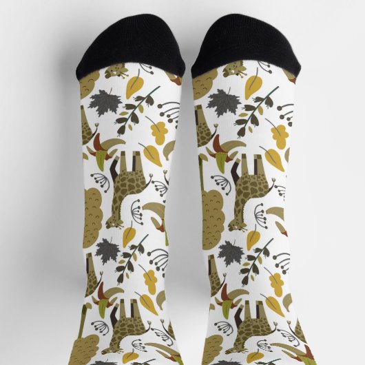 Chaussette Giraffe sans couture motif jaune blanc haut wrappi (Haut)