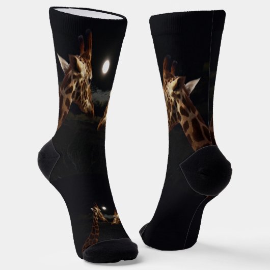 Chaussette Giraffes Aime Au Lune, Chaussettes D'Équipage (Angulaire)