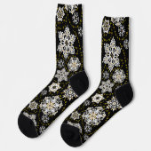 Chaussette Glam aux flocons dorés de minuit (Gauche)