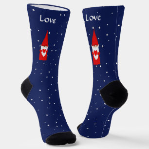 Chaussette Gnome de Noël sur fond bleu marine