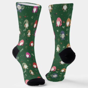 Chaussette Gnomes colorés de Noël vert mignon