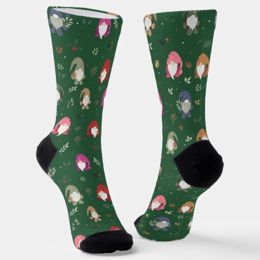 Chaussette Gnomes colorés de Noël vert mignon (Angulaire)