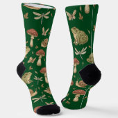 Chaussette Goblincore Mushroom Frog Snail Dragonfly Pattern (Angulaire)