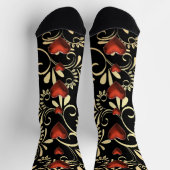 Chaussette Gold et Black 3 D Coeurs rouges (Haut)