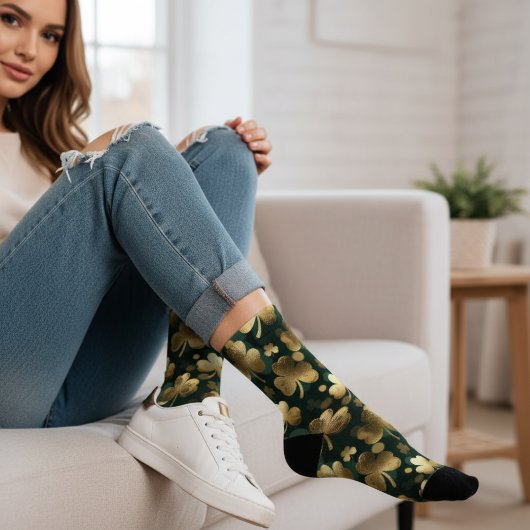 Chaussette Gold Foil Shamrock Pattern St. Patrick's Day
