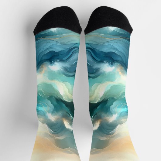 Chaussette Golden Ocean Flow Abstract Waves (Haut)