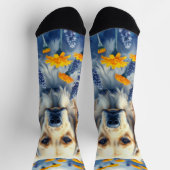 Chaussette Golden Retriever dans les fleurs (Haut)