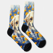 Chaussette Golden Retriever dans les fleurs (Droite)