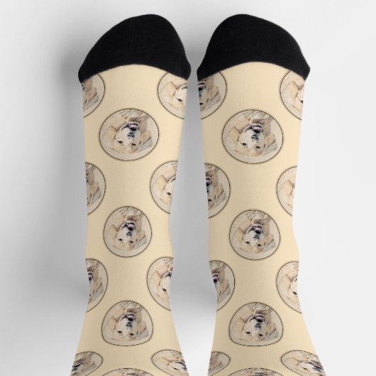 Chaussette Golden Retriever Painting mignon Original Chien Ar (Haut)