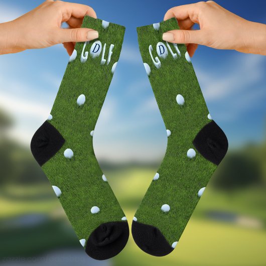 Chaussette Golf Ball Monogramme Funny Green Chaussettes de go