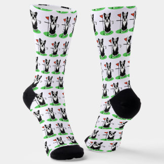 Chaussette Golf Boston Terrier (noir) mignon chien