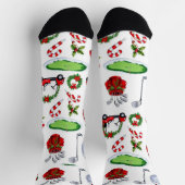 Chaussette Golf Noël thème Golfer aquarelle vacances (Haut)