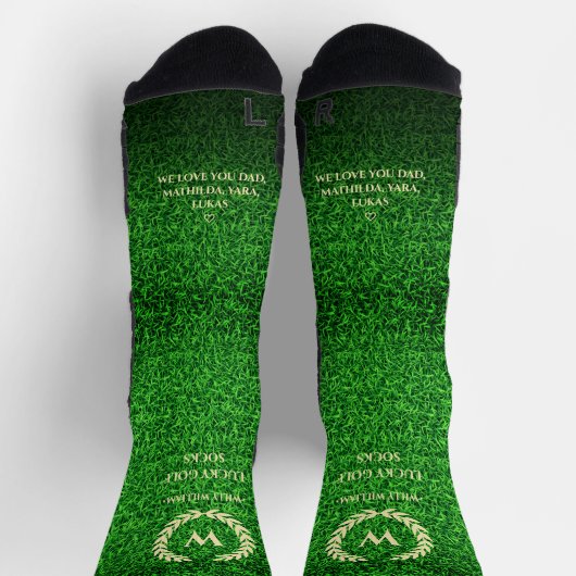 CHAUSSETTE GOLFER MONOGRAM GRASS VERT LUCKY GOLF (Haut)