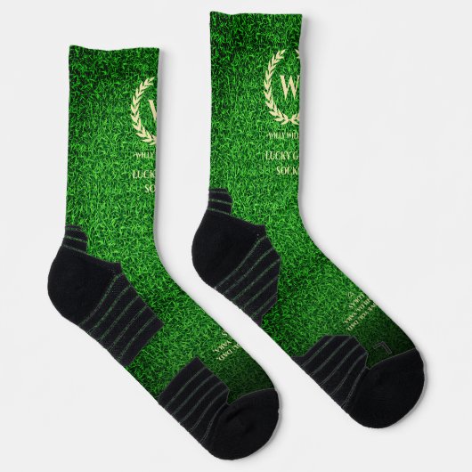 CHAUSSETTE GOLFER MONOGRAM GRASS VERT LUCKY GOLF (Droite)