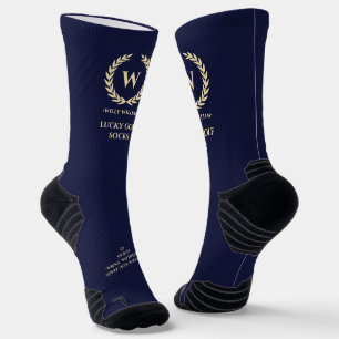 CHAUSSETTE GOLFER MONOGRAM MARINE BLEU LUCKY GOLF