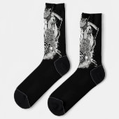 Chaussette Goth Skeletons Skuls Death Scythe on Black (Gauche)