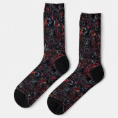 Chaussette Gothic Black Cat & Dark Flowers Pattern  (Gauche)