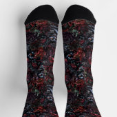 Chaussette Gothic Black Cat & Dark Flowers Pattern  (Haut)