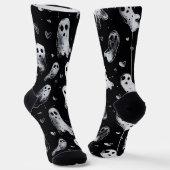 Chaussette Gothique Éffrayant Valentin Fantômes avec Coeurs (Angulaire)