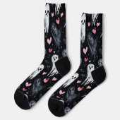 Chaussette Gothique Éffrayant Valentin Fantômes avec Coeurs (Gauche)