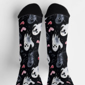 Chaussette Gothique Éffrayant Valentin Fantômes avec Coeurs (Haut)