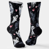 Chaussette Gothique Éffrayant Valentin Fantômes avec Coeurs (Angulaire)