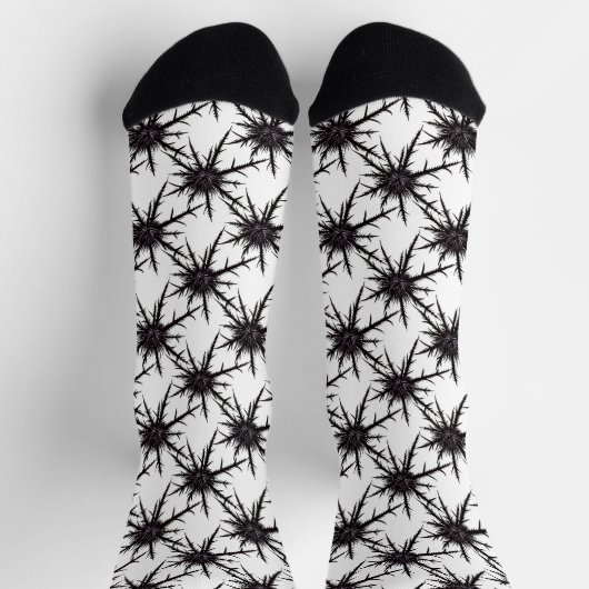Chaussette Gothique Plante noir et blanc chardon sec (Haut)