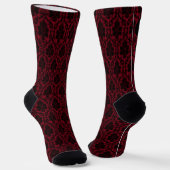 Chaussette Gothique Rouge Noir Damassé Monogramme (Angulaire)