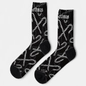 Chaussette Gothmas Black and White Candy Cane Pattern (Gauche)