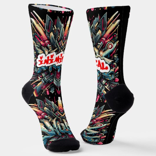Chaussette Graffiti de style sauvage inimical Abstrait (Angulaire)