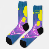 Chaussette Graffiti moderne bleu néon jaune (Gauche)