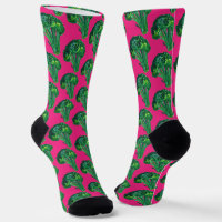 Grand Beau Brocoli Fun Aquarelle rose brillant