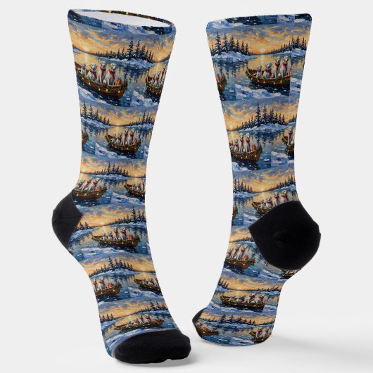 Chaussette Grande Pyrenees Noël Bateau Vacances (Angulaire)
