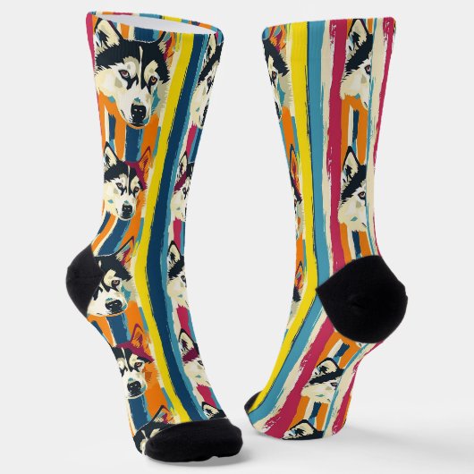 Chaussette Grandes colorées Husky Motif (Angulaire)