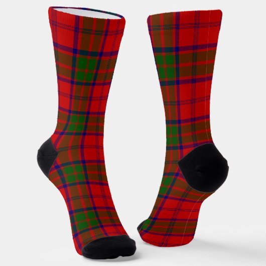 Chaussette Grant tartan rouge vert plaid (Angulaire)