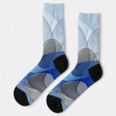 Chaussette Graphique d'art fractal gris bleu Abstrait moderne (Gauche)