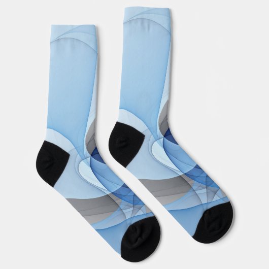 Chaussette Graphique d'art fractal gris bleu Abstrait moderne (Droite)