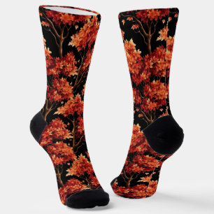 Chaussette Graphique Motif sans couture Red Fall Maple Tree