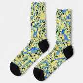 Chaussette Graphisme bleu jaune noir pointé Abstraction (Gauche)