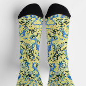 Chaussette Graphisme bleu jaune noir pointé Abstraction (Haut)
